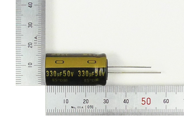 オーディオ用電解コンデンサー330μF50V85℃ ニチコンMUSE・KZ