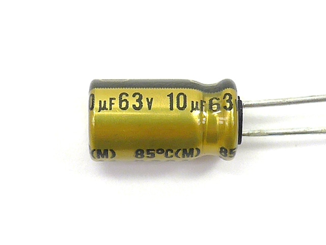 オーディオ用電解コンデンサー 10μF63V85℃ ニチコンFG