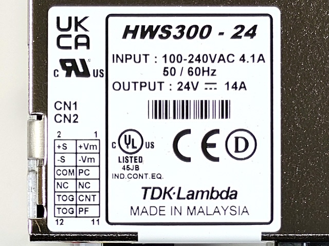 スイッチング電源 DC24V14A 出力336Wタイプ HWS300-24: 電源・トランス
