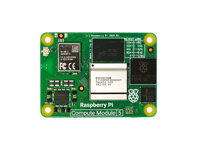 Raspberry Pi Compute Module 5 (RAM:4GB eMMC:16GB 無線機能搭載