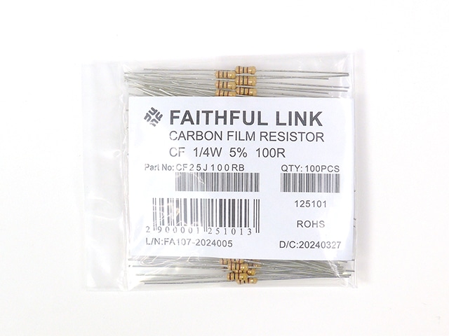 カーボン抵抗(炭素皮膜抵抗) 1/4W100Ω: 受動部品 秋月電子通商 カーボン抵抗(炭素皮膜抵抗) 1/4W100Ω: 受動部品 秋月電子通商