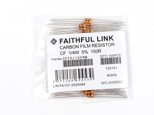カーボン抵抗(炭素皮膜抵抗) 1/4W150Ω: 受動部品 秋月電子通商-電子