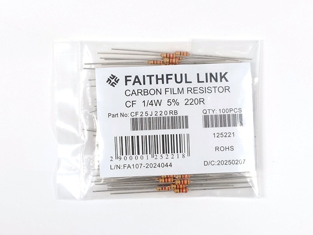 カーボン抵抗(炭素皮膜抵抗) 1/4W220Ω: 受動部品 秋月電子通商-電子