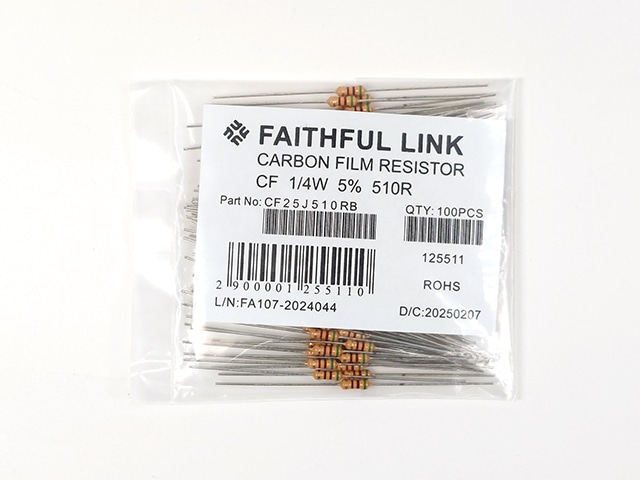 カーボン抵抗(炭素皮膜抵抗) 1/4W510Ω: 受動部品 秋月電子通商