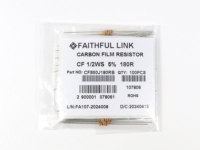カーボン抵抗(炭素皮膜抵抗) 1/2W180Ω: 受動部品 秋月電子通商-電子