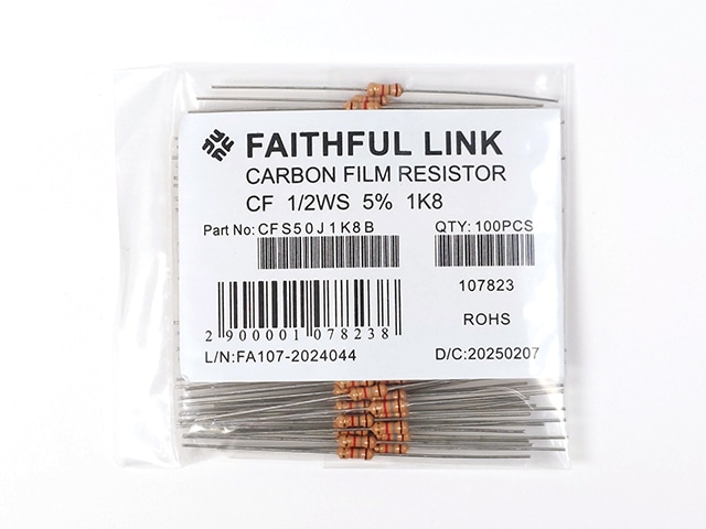 カーボン抵抗(炭素皮膜抵抗) 1/2W1.8kΩ: 受動部品 秋月電子通商-電子