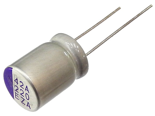 導電性高分子アルミ固体電解コンデンサー 220μF25V 105℃: 受動
